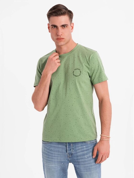 Ombre Ombre T-Shirt OM-TSFP-0186 Zielony Regular Fit