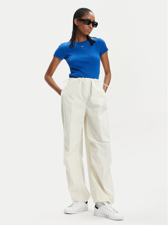 HUGO Hugo Pantaloni di tessuto Hafisa 50511331 Écru Baggy Fit
