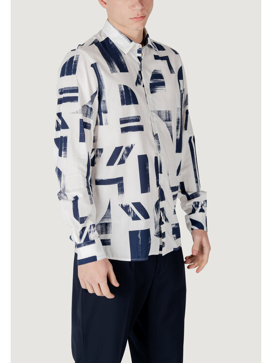 Antony Morato Antony Morato Camicia BARCELONA REGULAR STRAIGHT FIT WITH LOGOED METAL BADGE Blu Regular Fit