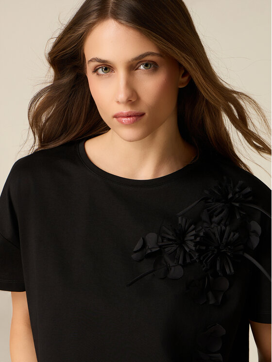 Oltre Oltre T-Shirt G007J004362N033 Czarny Boxy Fit