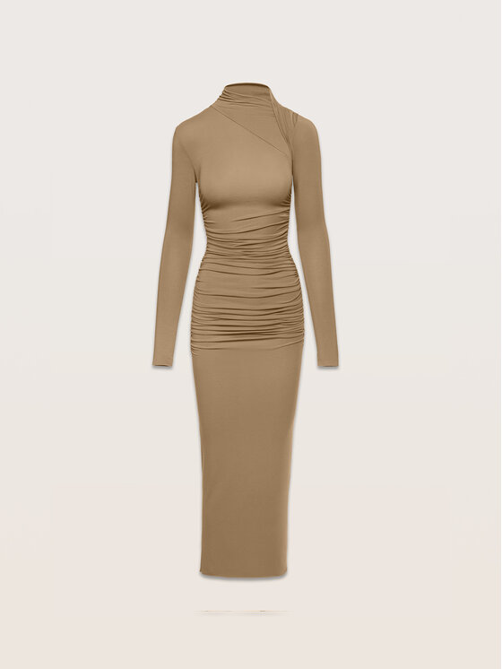 La Mania La Mania Sukienka CARO Beżowy Classic Fit