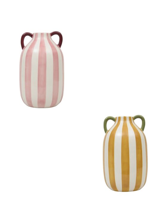 MIAhome MIAhome Wazon Komplet dwóch ceramicznych w paski Cheri 20 cm Kolorowy
