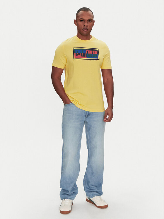 Puma Puma Tričko Graphics Box 684827 Žltá Regular Fit