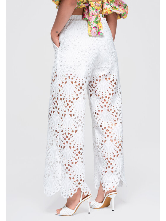 Ombre Ombre Spodnie materiałowe OW-PA-E0011 Biały Regular Fit