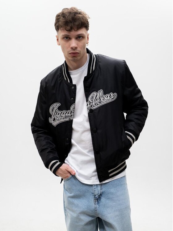 Jigga Wear Jigga Wear Kurtka bomber Baseball College School na napy 125735 Czarny Regular Fit
