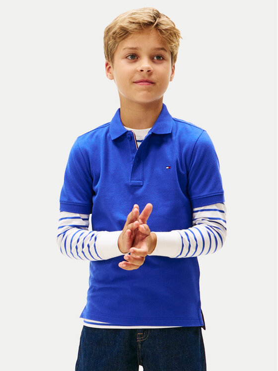 Tommy Hilfiger Tricou polo Flag KB0KB09103 Albastru Regular Fit