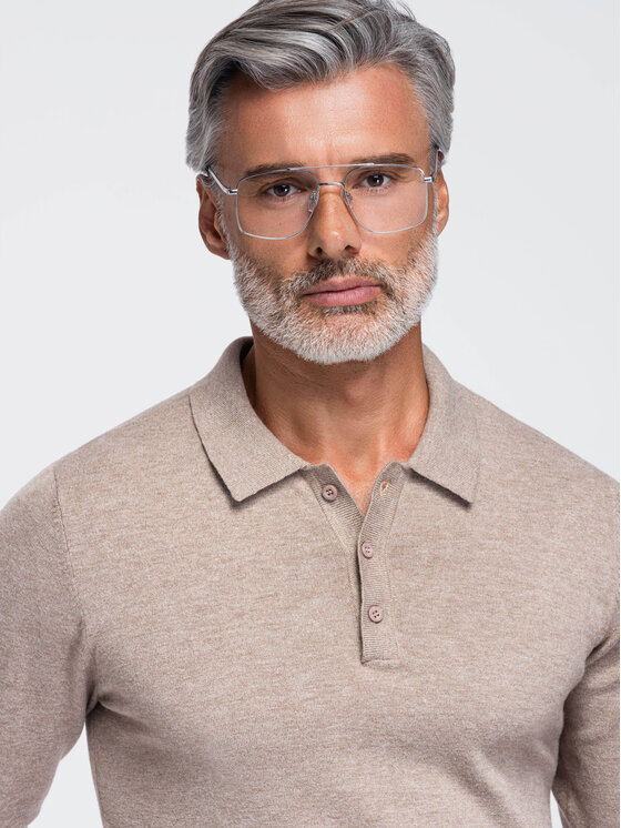 Ombre Ombre Polokošile OM-POLS-0151 Hnědá Regular Fit