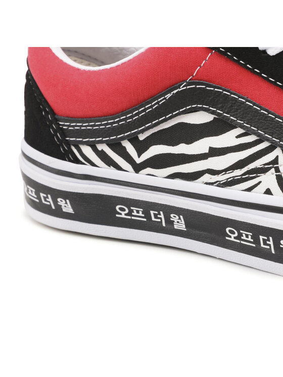 Vans old skool off the outlet wall sidewall black racing red