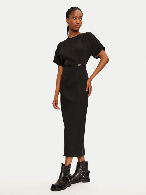TWINSET TWINSET Φόρεμα υφασμάτινο 242TP2402 Μαύρο Loose Fit