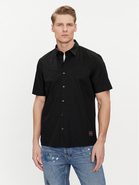 HUGO Hugo Marškiniai Ebor 50475668 Juoda Relaxed Fit