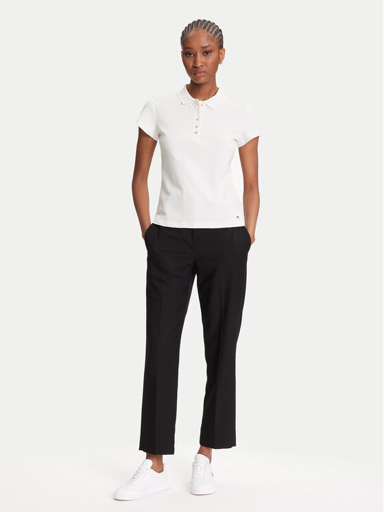 Tommy Hilfiger Tommy Hilfiger Тениска с яка и копчета Gold Button WW0WW45768 Екрю Slim Fit