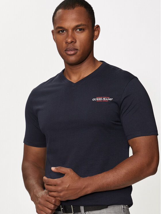 Guess Jeans Guess Jeans Marškinėliai M4YI50 K8HM0 Tamsiai mėlyna Slim Fit
