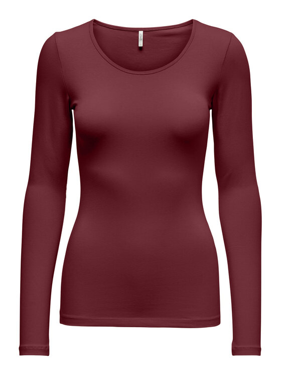ONLY Bluzka Live Love 15204712 Bordowy Stretch Fit