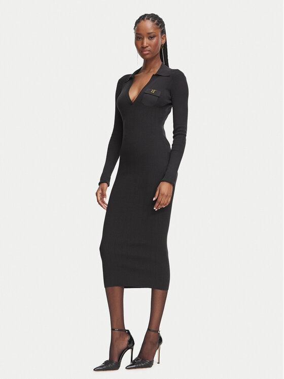 Elisabetta Franchi Плетена рокля AM-08B-66E2-V380 Тъмнокафяв Slim Fit