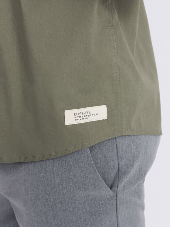 Ombre Ombre Košile OM-SHSS-0168 Khaki Regular Fit