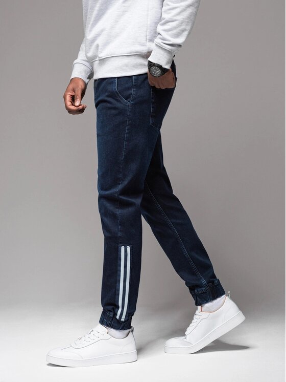 Ombre Ombre Joggers kalhoty OM-PADJ-0156 Modrá Regular Fit