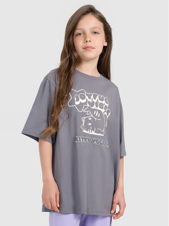 4F 4F T-Shirt KITTY JOGA Szary ciemny Oversize