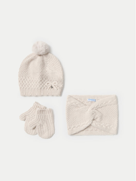 Mayoral Mayoral Completo cappello, scaldacollo e guanti 10769 Beige
