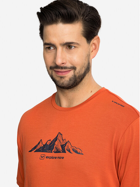 Viking Viking T-Shirt Lenta Bamboo Light Man Pomarańczowy Regular Fit