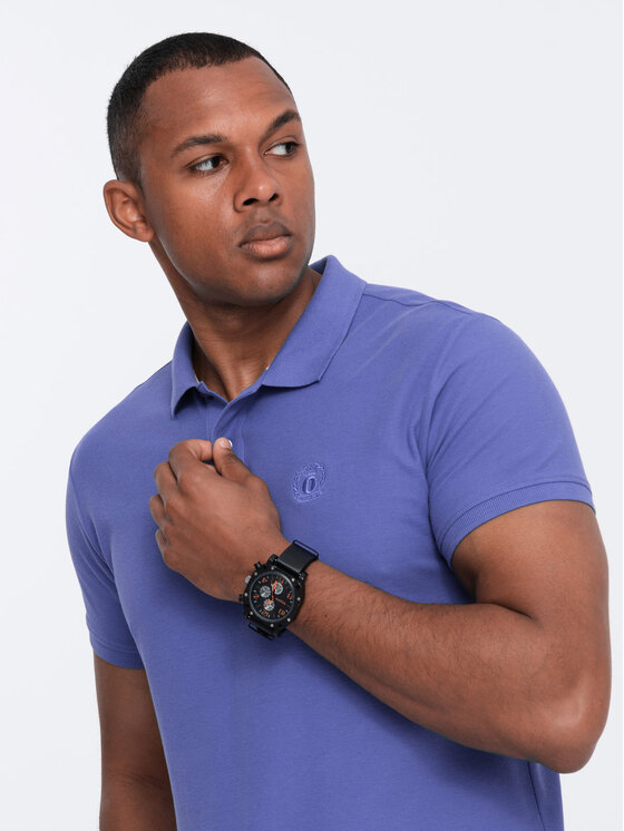 Ombre Ombre Polokošile OM-POBS-0100 Fialová Regular Fit
