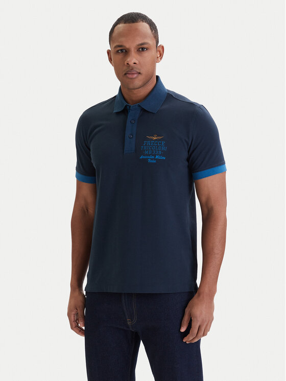Aeronautica Militare Aeronautica Militare Polokošeľa 261PO1908UP00191 Tmavomodrá Slim Fit