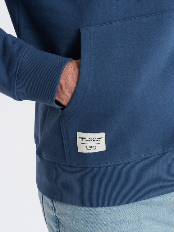 Ombre Ombre Mikina OM-SSBN-0177 Tmavomodrá Classic Fit