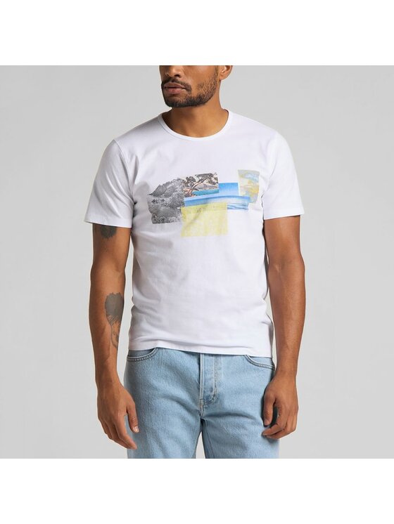 Lee Lee T-shirt SS PICTURE TEE Bianco Regular Fit