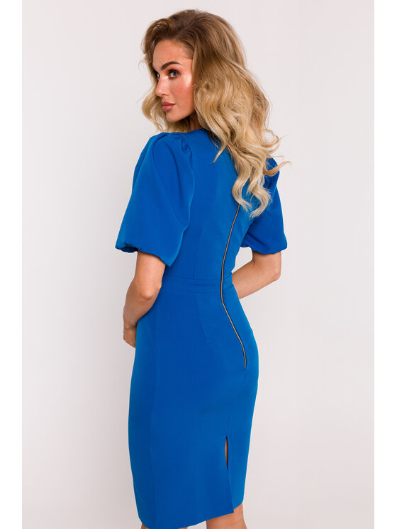 Made of Emotion Made of Emotion Elegantní šaty M779 Modrá Generous Fit