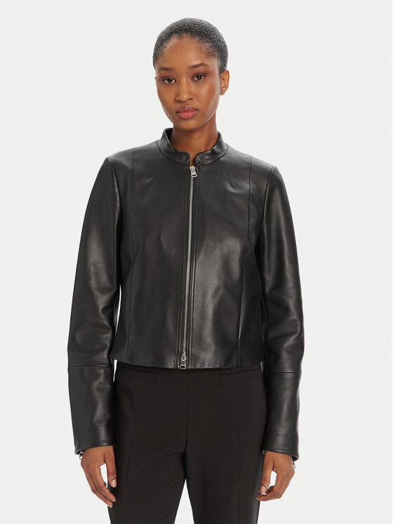 HUGO HUGO Lederjacke Lasari 50541262 Schwarz Regular Fit
