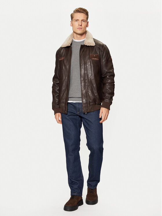 Mustang Mustang Lederjacke Sheep Vatika Veg 310-23-154 Braun Regular Fit