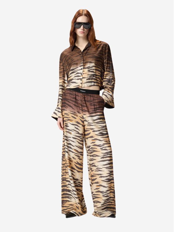 PINKO PINKO Παντελόνι Pantaloni fluidi con stampa tigrata Καφέ Regular Fit