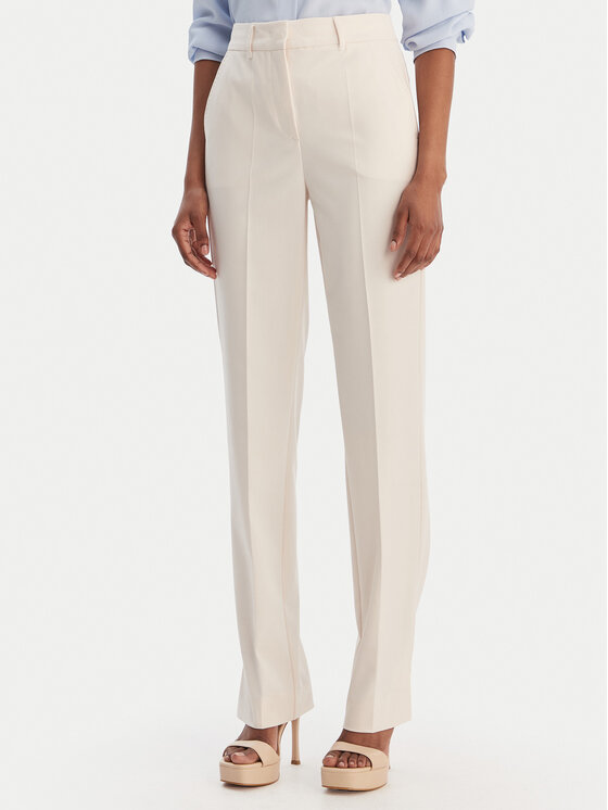 Marella Marella Kalhoty z materiálu Pagina 2613131081 Krémová Slim Fit