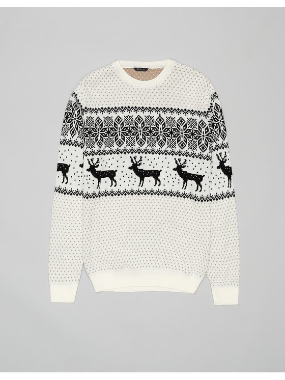 Borgio Borgio Sweter inverno Écru Slim Fit