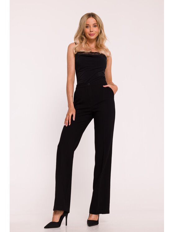 Stylove Stylove Spodnie garniturowe S418 Czarny Wide Leg