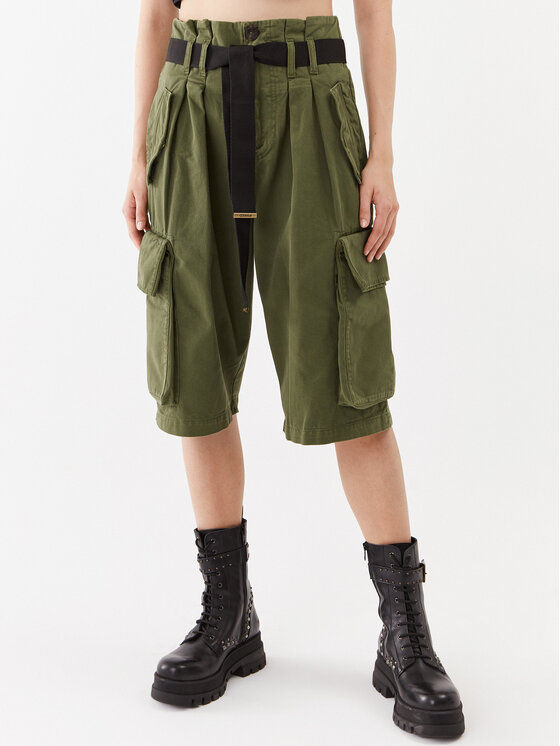 Pinko Džínsové šortky Ronf 101978 A0D5 Kaki Regular Fit