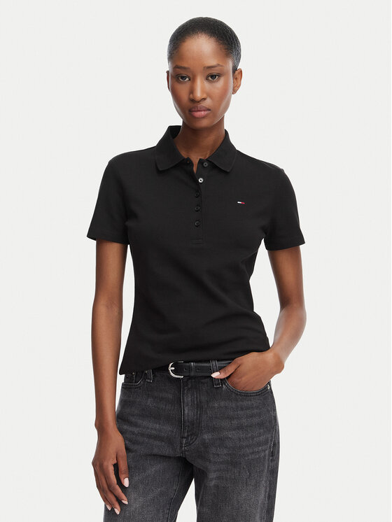 Tommy Jeans Tricou polo Essential DW0DW22820 Negru Regular Fit