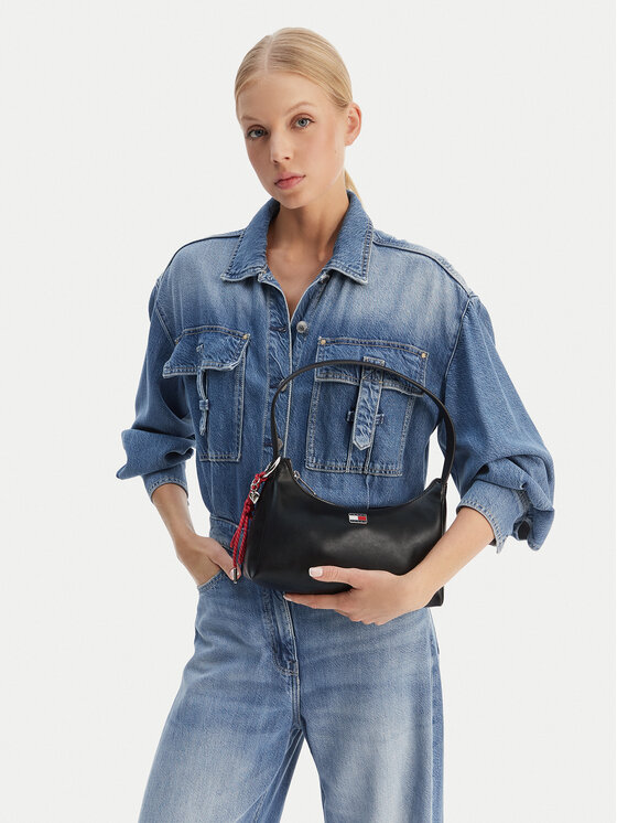 Tommy Jeans Geantă Tjw City Charm Shoulder Bag AW0AW18458 Negru