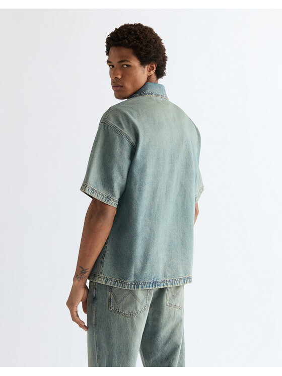 Wrangler Wrangler Koszula SS OVERSHIRT Niebieski Relaxed Fit