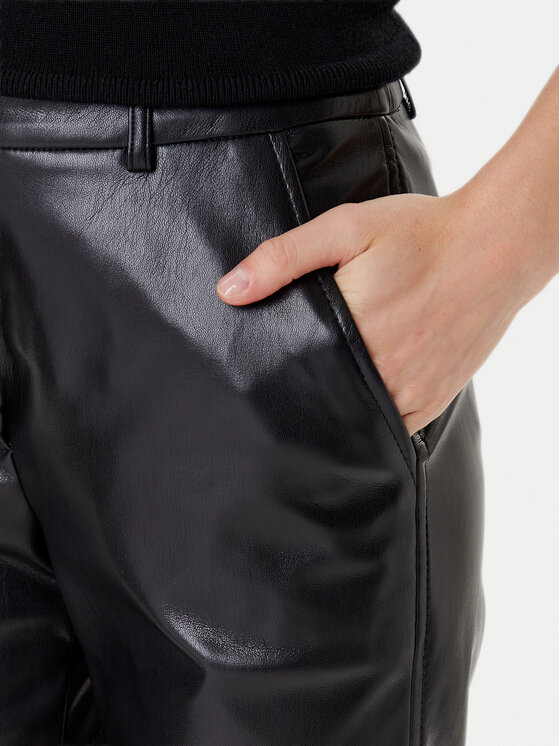 Marella Marella Pantaloni din imitație de piele Teodora 2523786011 Negru Slim Fit