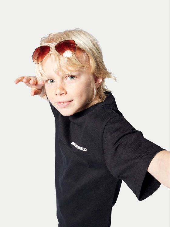 Karl Lagerfeld Kids Karl Lagerfeld Kids Tričko Z30440 S Čierna Regular Fit