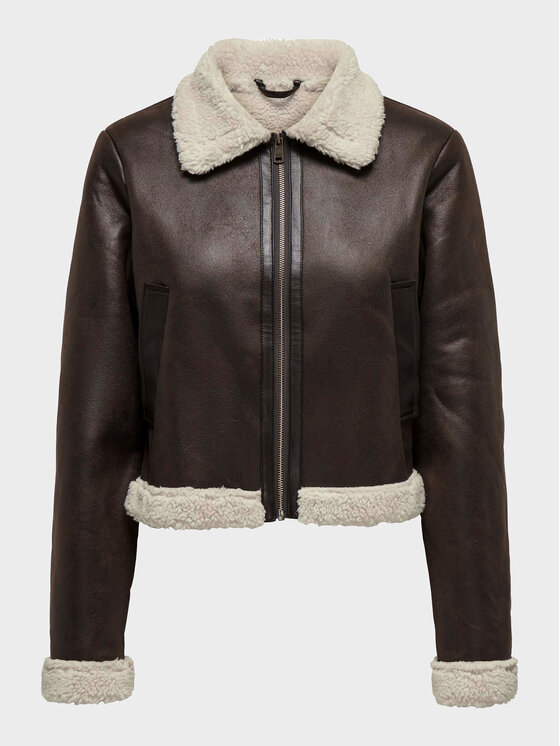 ONLY ONLY Dirbtinės odos striukė Betty 15324138 Ruda Regular Fit
