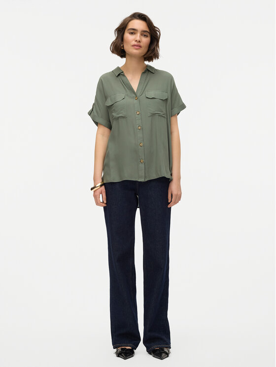 Vero Moda Vero Moda Koszula Bumpy 10310139 Zielony Regular Fit