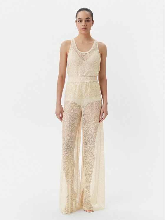 PINKO PINKO топ Waiting canottiera rete Бежов Slim Fit