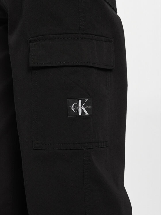 Kalhoty materiálu Rise Twill Regular Straight Černá Calvin Fit z Stretch High J20J221297 Jeans Klein