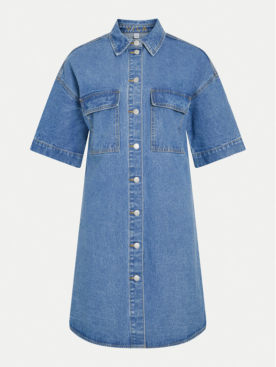 Vila Vila Jeans obleka Maya 14105190 Modra Regular Fit