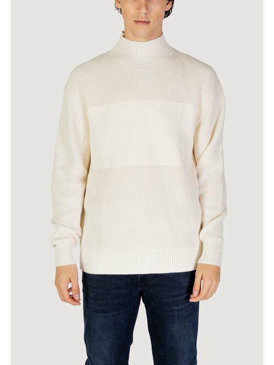Calvin Klein Jeans Calvin Klein Jeans Sweter MIXED STITCH HIGH Biały To Fit