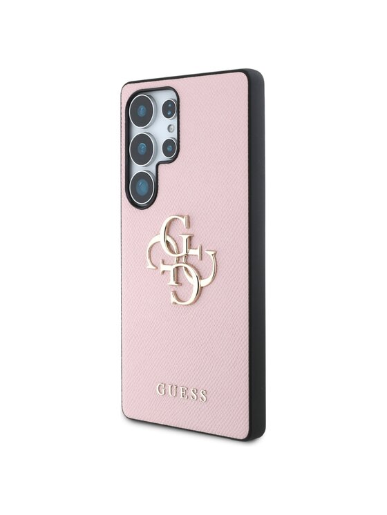 Etui na telefon Guess, Różowe, Grained Big 4G Logo Small Classic Logo