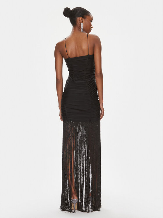 ROTATE ROTATE Vakarinė suknelė Sequin Fringe 111784100 Juoda Slim Fit