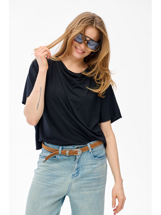 blue shadow blue shadow Bluzka Binni Czarny Regular Fit