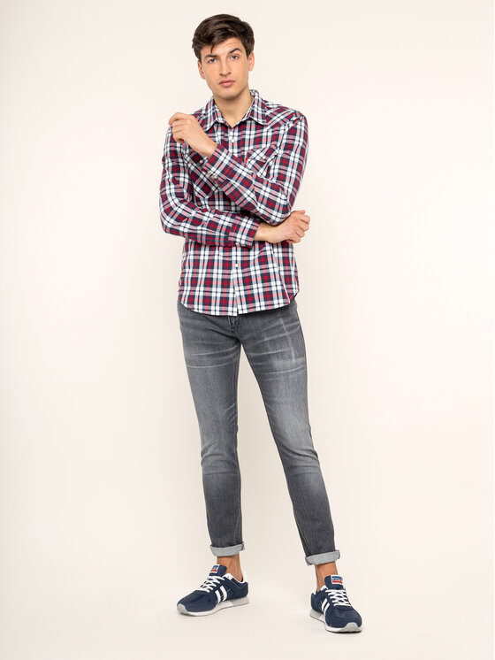 Camicia Barstow Denim 65816-0330 Bordeaux Slim Fit...